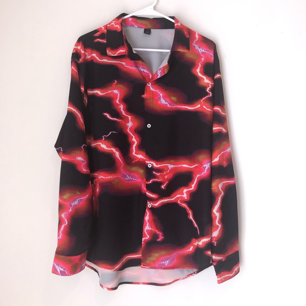 Hot Lava Black and Red XXL Long Sleeve Button Down Shirt
